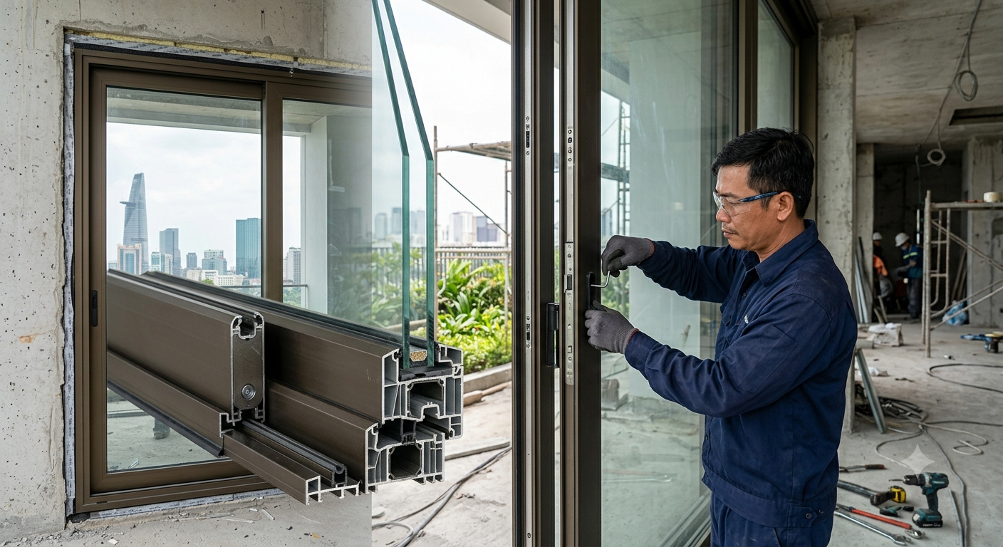 Đặc điểm kỹ thuật và cấu tạo của hệ thống cửa nhôm kính cao cấp