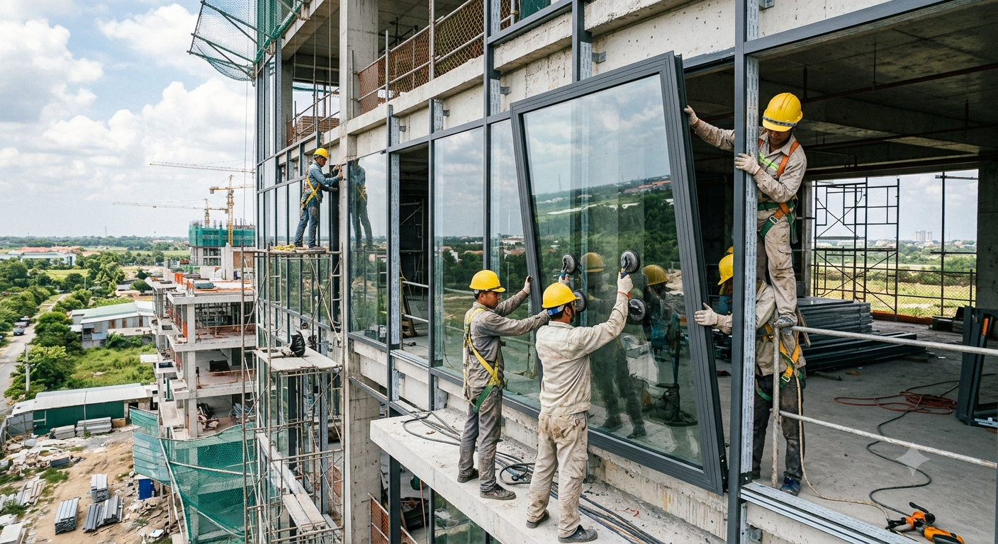 Vì sao các công trình tại Long An ưu tiên chọn giải pháp nhôm kính trọn gói?