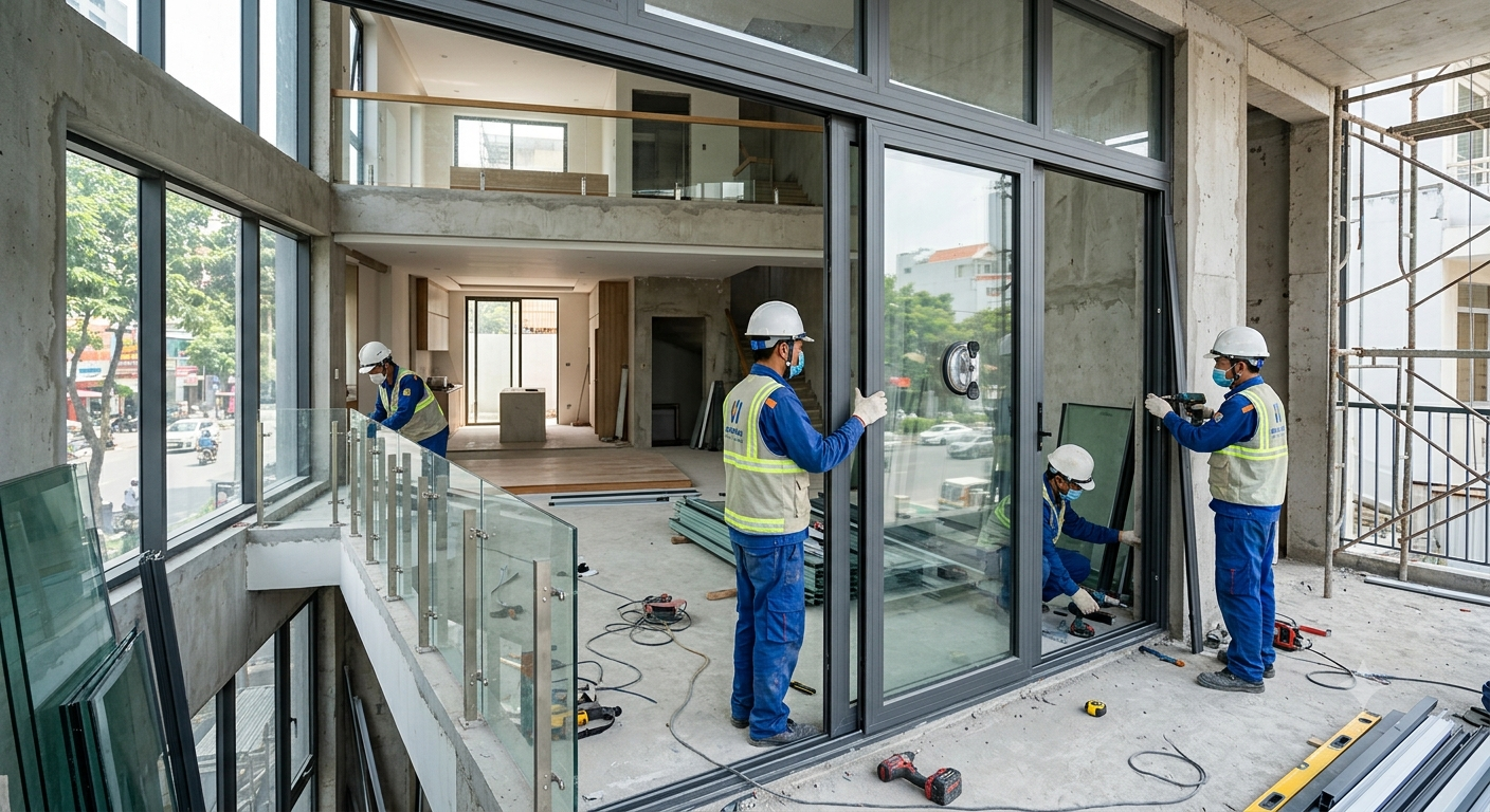Các hạng mục thi công nhôm kính phổ biến cho nhà ở, cửa hàng và văn phòng